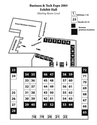 View the 2003 Business & Tech Expo Floor Plan in PDF Format